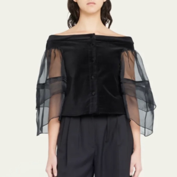 New! Rosie Assoulin Black Wind Off Your Shoulder Blouse | S - Picture 7 of 10